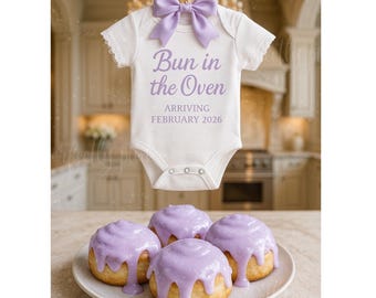 Bun in the oven pregnancy Announcement Template Holiday Pregnancy Reveal Editable Winter Baby Reveal New Baby Coming Soon Onesie cinnamon