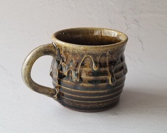 Pottery Mug, Ceramic Coffee Mug, Wood Fired, 8 oz