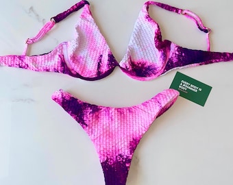 FINAL SALE: Pink & Purple Tie Dye Brazilian Bikini / Swimwear/ Beachwear/ Swimsuit / Bathing Suit / Gifts for her / Memorial Day