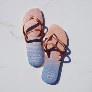 Gradient Blue & Gold Sandals Havaianas / Flip Flops / Gifts for Her / Summer / Labor Day