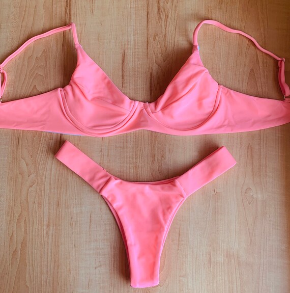 neon pink underwire bikini top