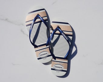 Slank metallic goud en blauw Havaianas / Teenslippers / Cadeaus / Cadeaus voor haar