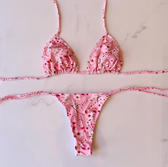 Cherry Blossom Brazilian Bikini / Swimwear/ Beachwear/ Swimsuit / Bathing  Suit /vday Gifts / Gifts for Her / Christmas Gift/ Holidays 