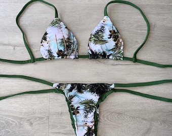 FINAL SALE: Palm Tree Living' Brazilian Bikini / Swimwear/ Beachwear/ Swimsuit / Bathing Suit / Summer / Gifts for her /