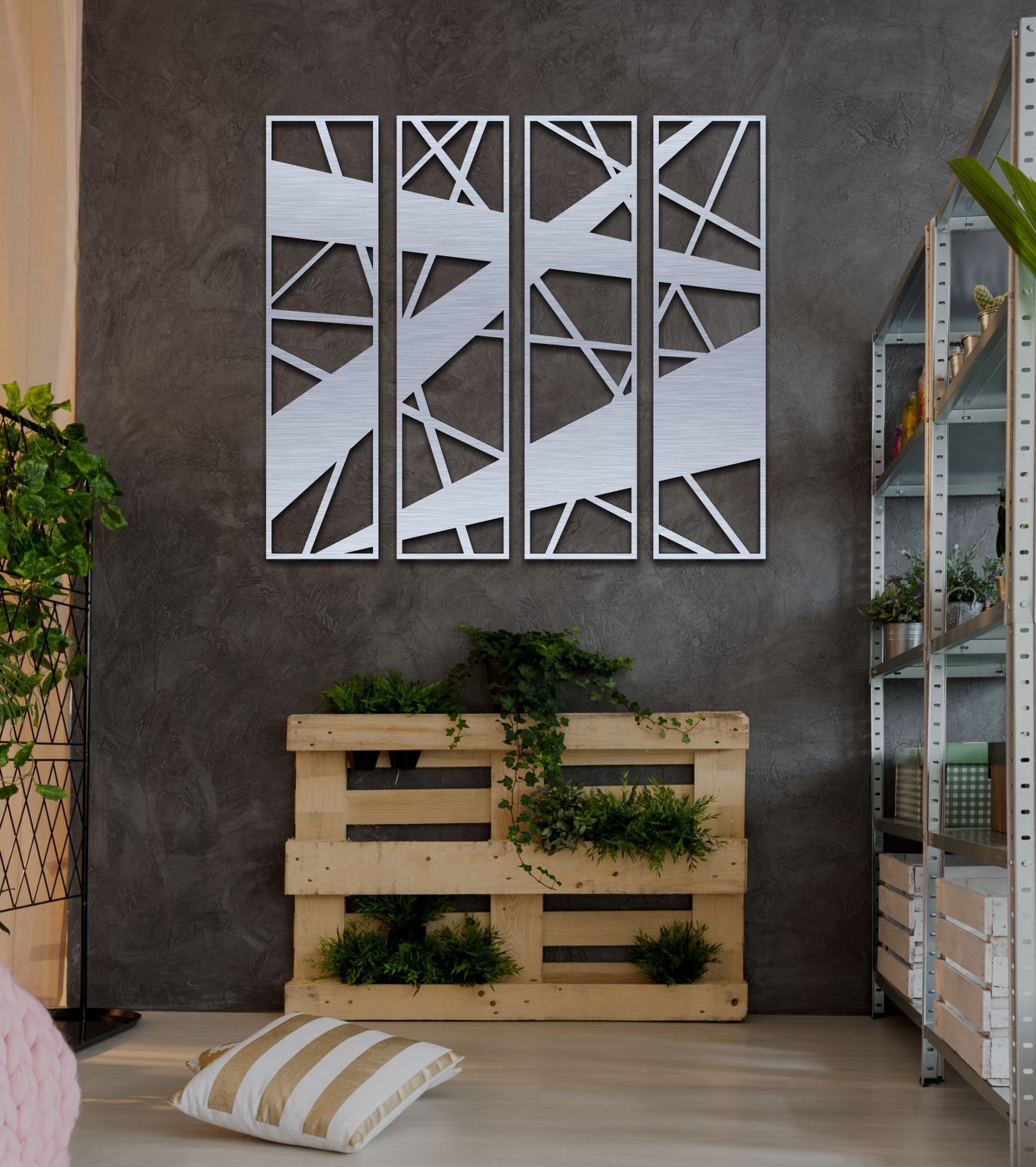 Abstract Metal Wall Art / Set of 4 Panels / Metal Wall Hanging Etsy