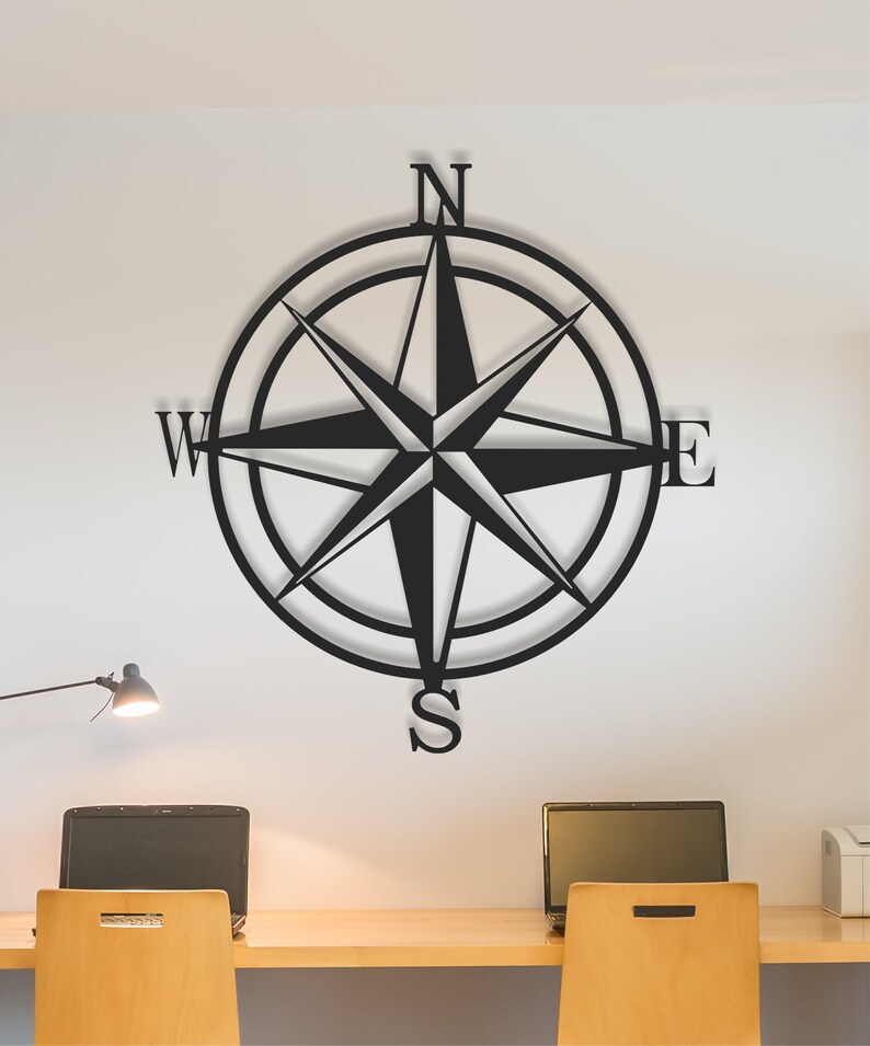 Nautical Compass Metal Compass Wall Decor Metal Wall Art Etsy