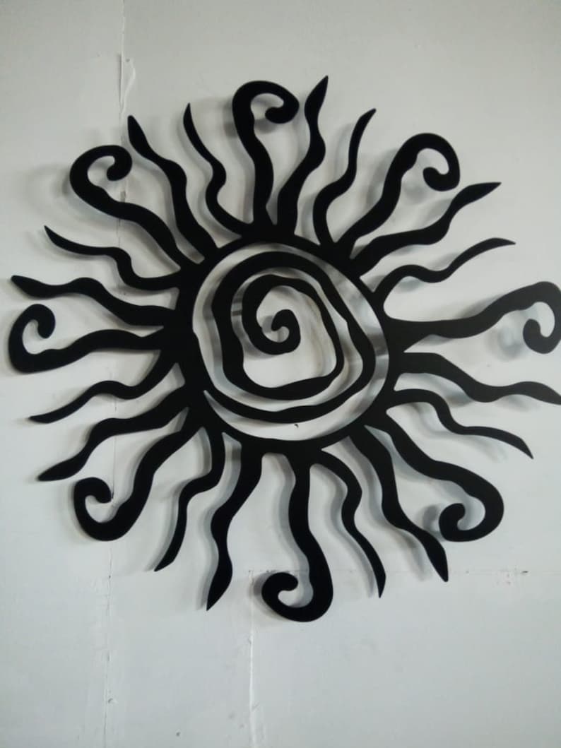 Outdoor Black Garden Decor Metal Sun Wall Art Wacky Sun | Etsy
