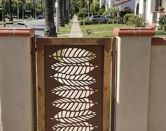 Metal Garden Gate | Leaf Design Pedestrian Entrance | Decorative Outdoor Gate