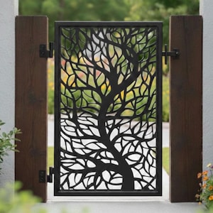 Plasma Cut Tree Metal Privacy Screen - Garden Gate Panel Model#P7