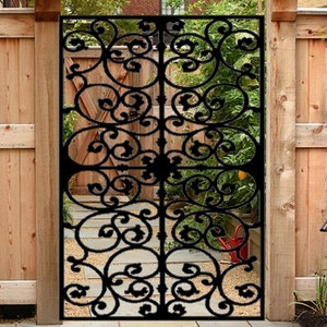 Steel & Wood Frame Garden Gate | Modern Metal Pedestrian Gate | Decorative Outdoor Entry