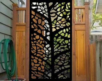 Metal Privacy Gate with Wood Frame: Modern Garden Art