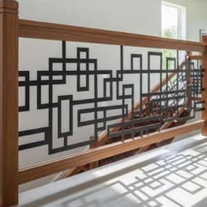 Inserción de barandilla de escalera metálica personalizada - Panel geométrico moderno P95