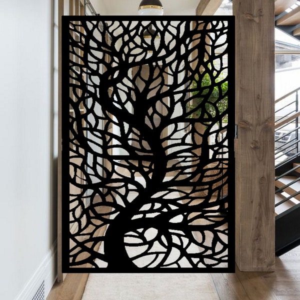 Decorative Laser Cut Privacy Metal Screen Panel | Privacy Screen with Tree Branches