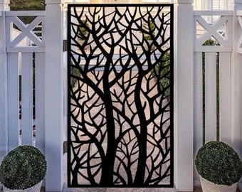 Entry Gate| Garden Metal Gate  Decorative Pedestrian GateDecorative Laser Cut Privacy Metal Screen Panel | Privacy Screen with Tree Branches