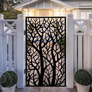 Entry Gate| Garden Metal Gate  Decorative Pedestrian GateDecorative Laser Cut Privacy Metal Screen Panel | Privacy Screen with Tree Branches