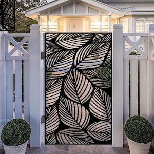 Artistic Metal Entry Gate with Leaf Design | Elegant Garden Metal Gate | Decorative Pedestrian Gate with Nature-Inspired Details