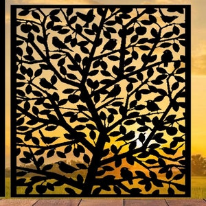 Decorative Panel with Birds & Trees / Privacy Screen / Garden Art