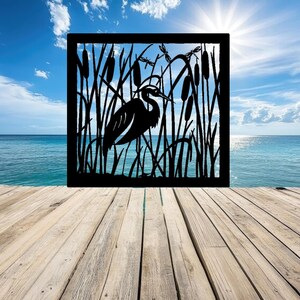 Metal Heron Gate | Custom Garden Gate | Decorative Bird Gate | Wrought Iron Entry Gate | Wildlife Scene Driveway Gate | Outdoor Art Gate