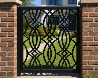 Artistic Outdoor Metal Gate | Geometric Steel & Wood Handcrafted Design