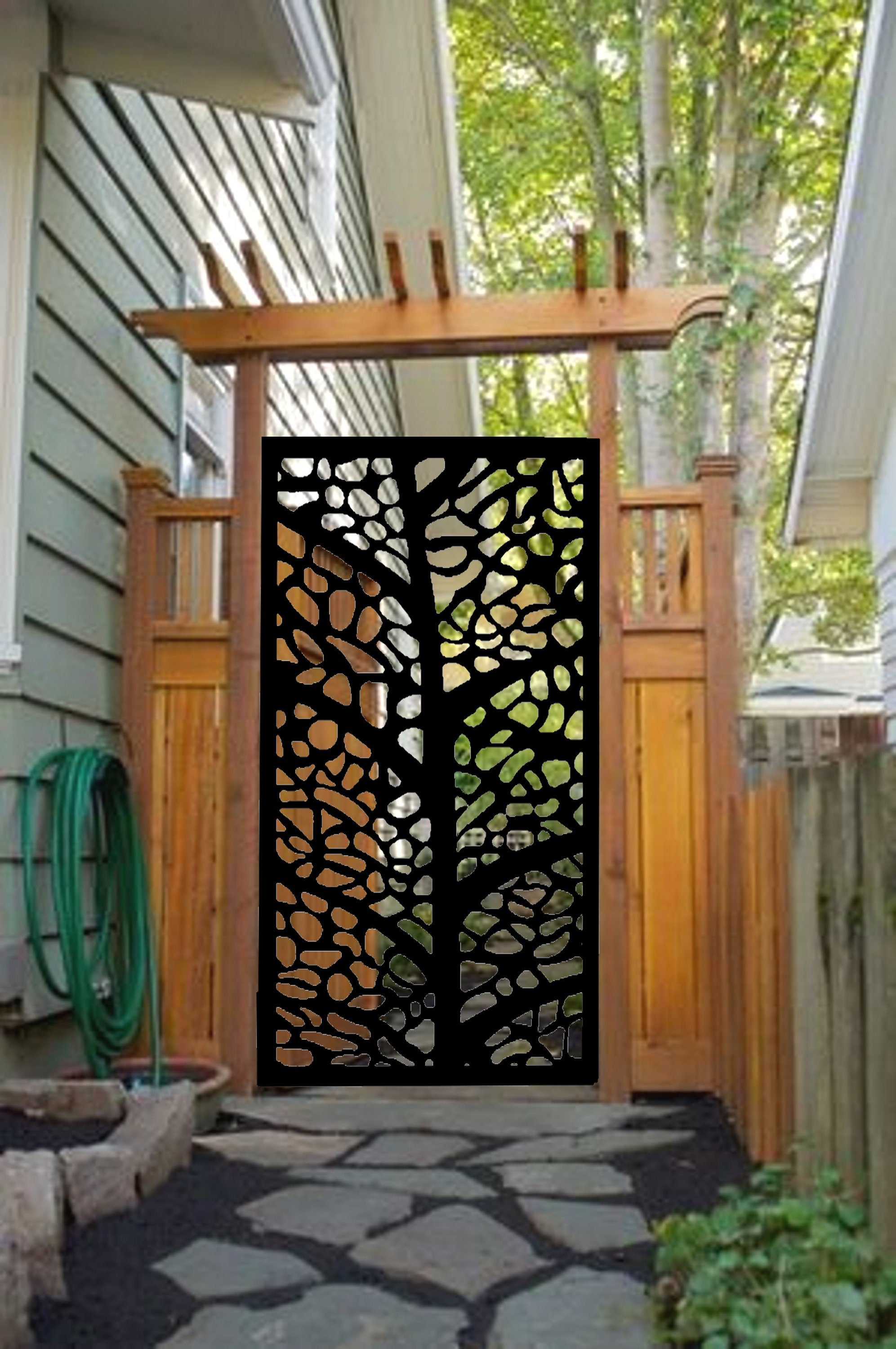 Metal Back Yard Gate Made With Wood Frame Privacy Metal Gates Etsy Canada