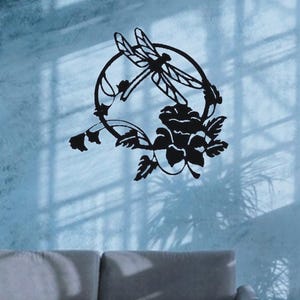 Dragonfly Metal Wall Art / Outdoor Metal Decor / Garden Metal Sculpture / Laser Cut Dragonfly