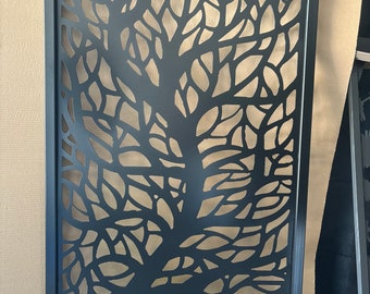 Laser Cut Tree Metal Privacy Screen - Garden Gate Panel