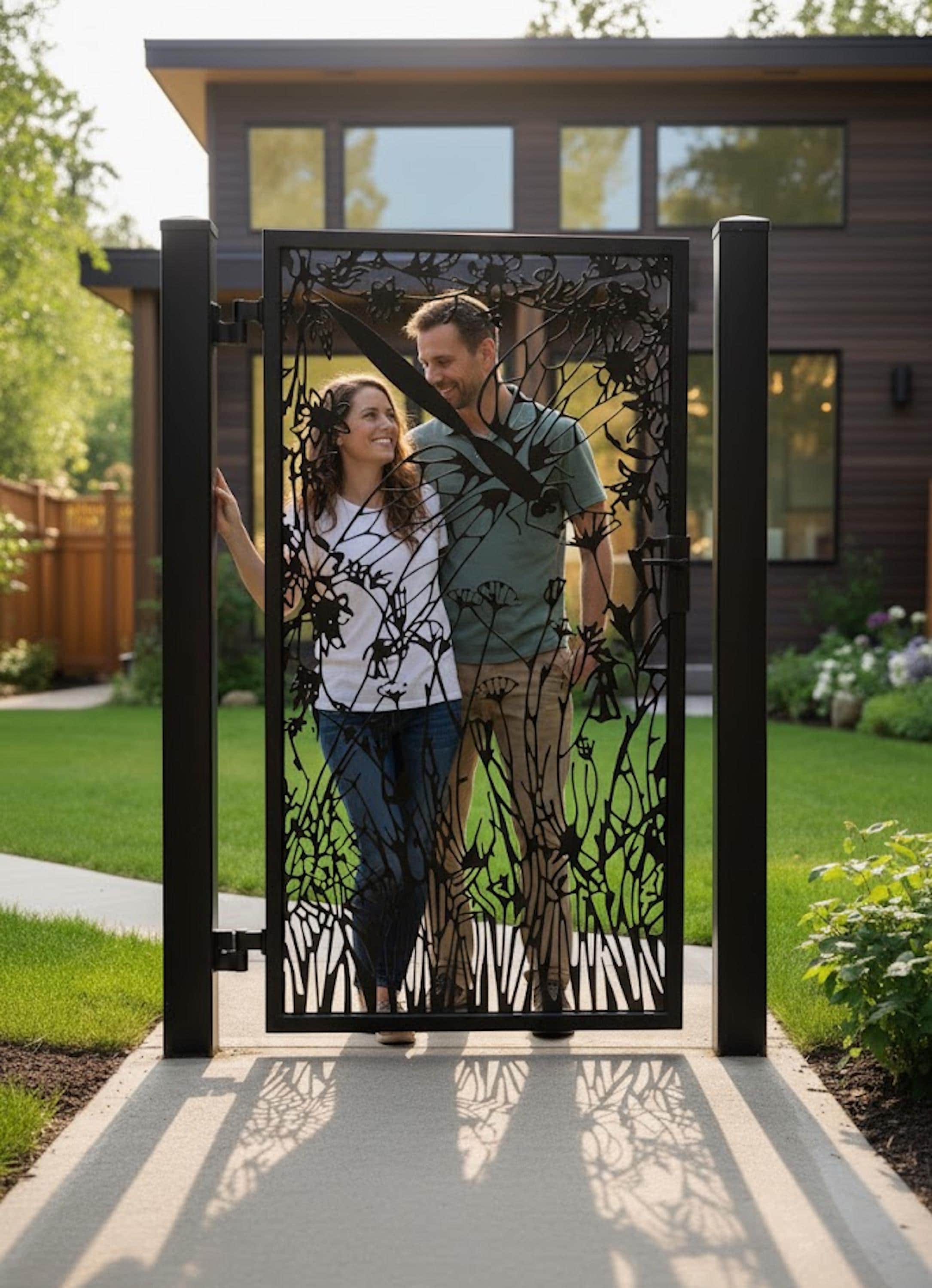Dragonfly Metal Garden Gate I Decorative Steel Pedestrian Entry