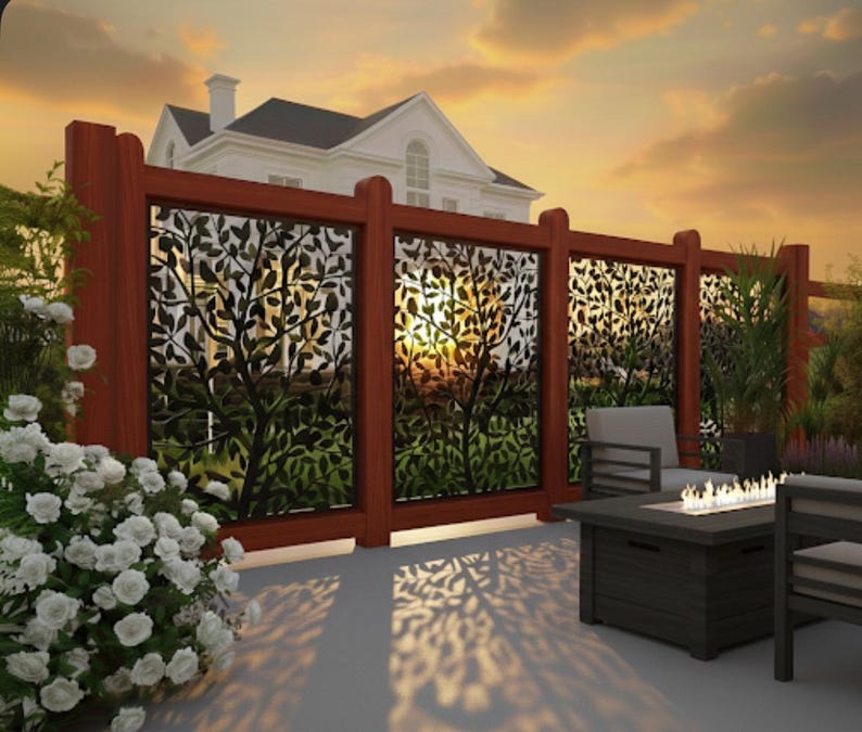 Metal Privacy Screen with Birds | Decorative Steel Panel image 4