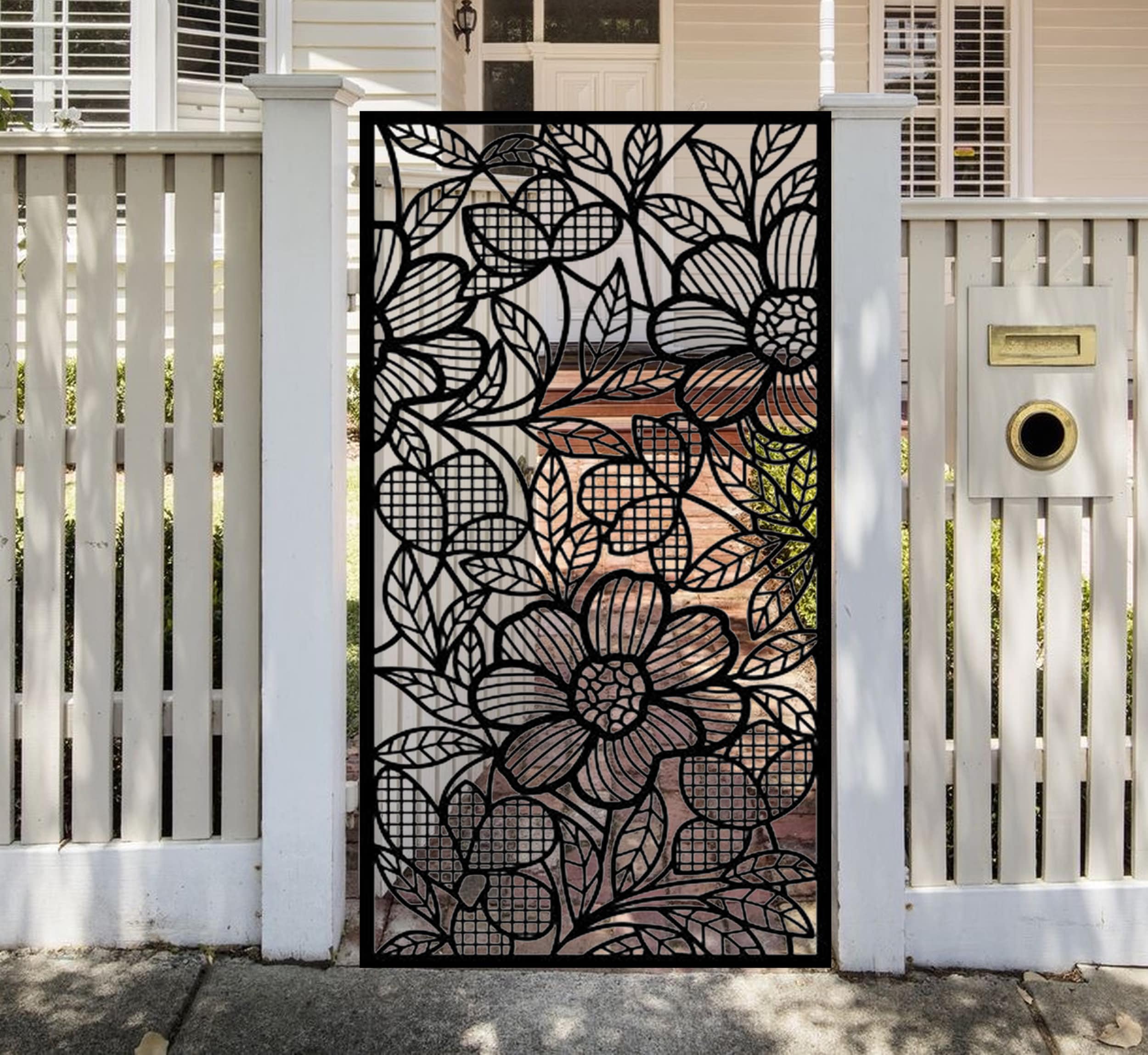 Floral Metal Garden Gate: Custom Steel Driveway Gate - Etsy Canada