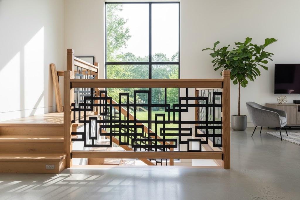 Custom Metal Stair Railing Insert - Modern Geometric Panel P95 - Etsy