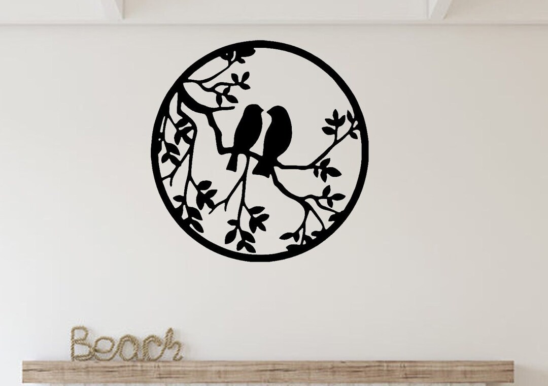 Love Birds Metal Wall Art | Metal Birds on a Branch - Etsy