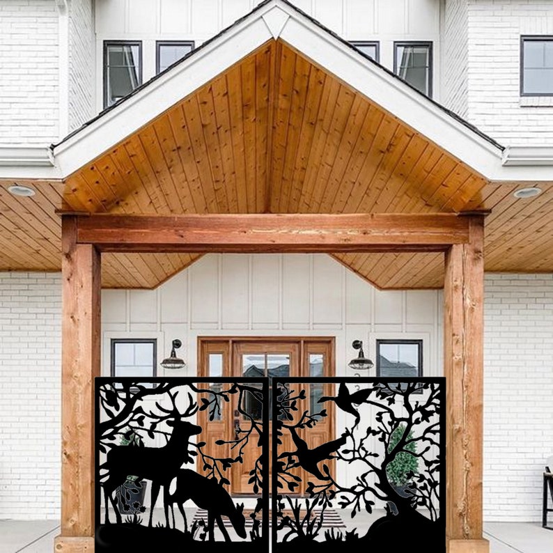 Metal Garden Driveway Gate l Custom Entry Metal Gates Modern Gate I Double Gates I image 2