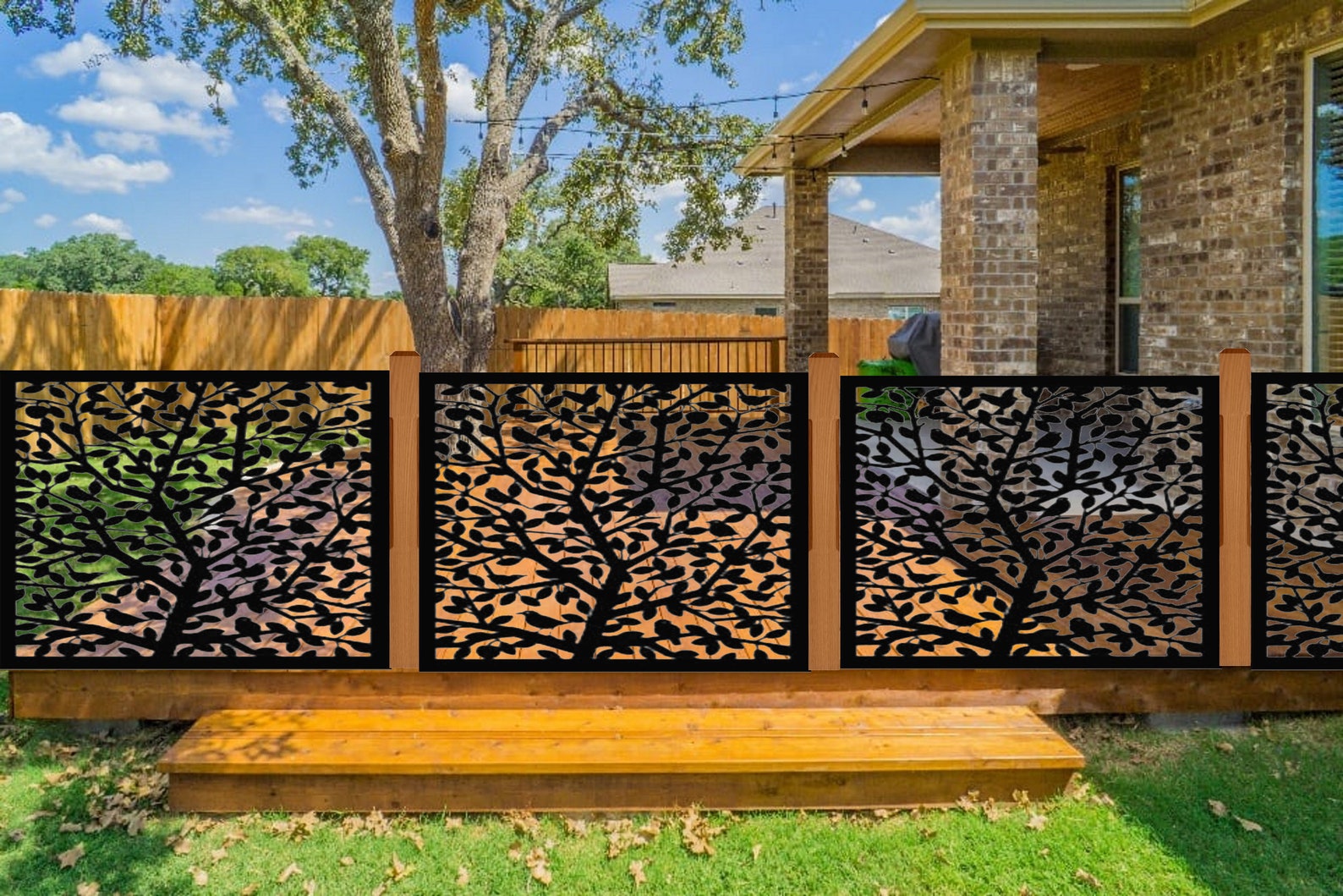 Decorative Metal Privacy Screen: Tree Panel Garden Art - Etsy