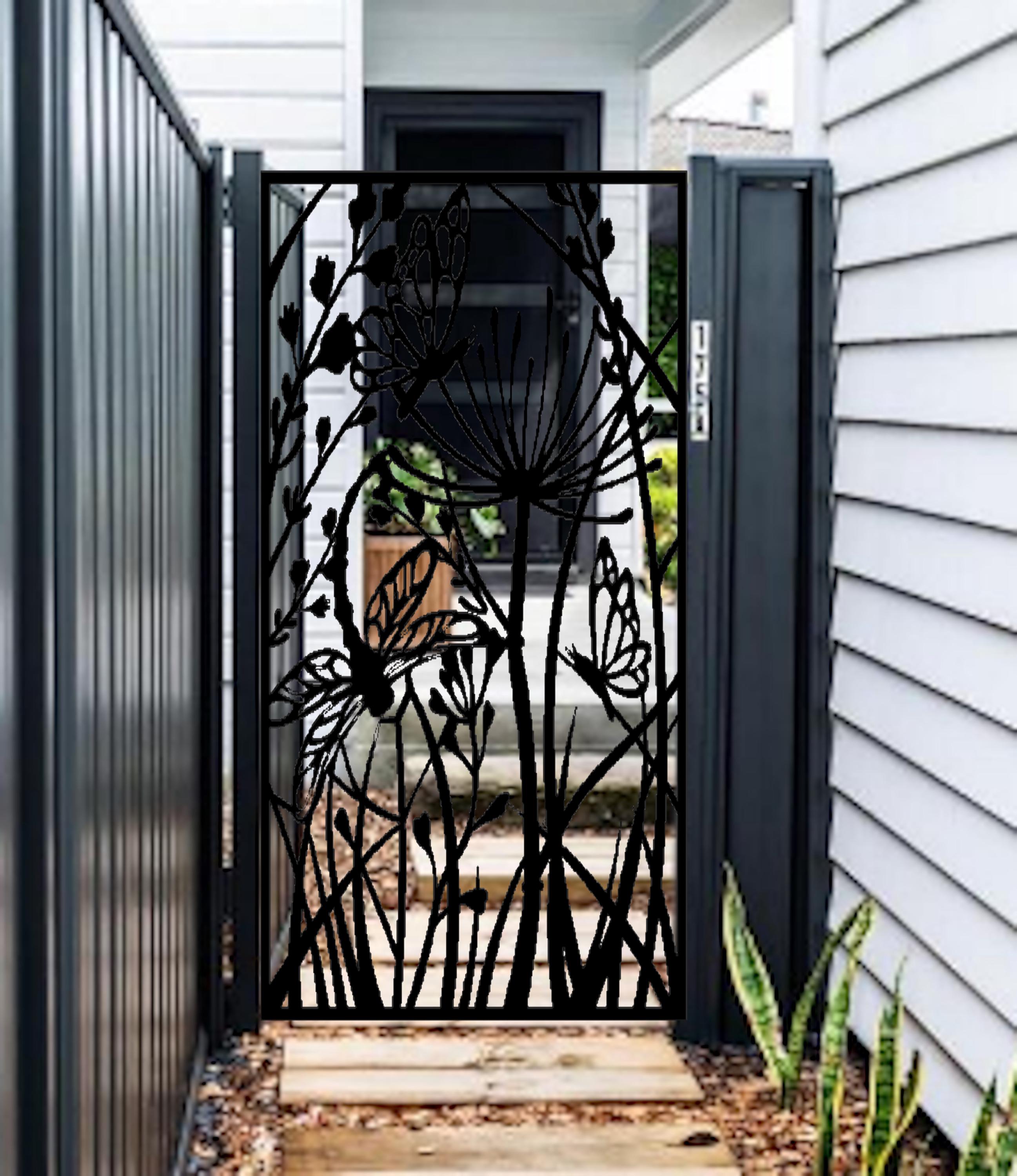 Butterfly Gate Insert Butterfly / Custom Metal Entry Gate / Artistic Nature Design / Made-to ...