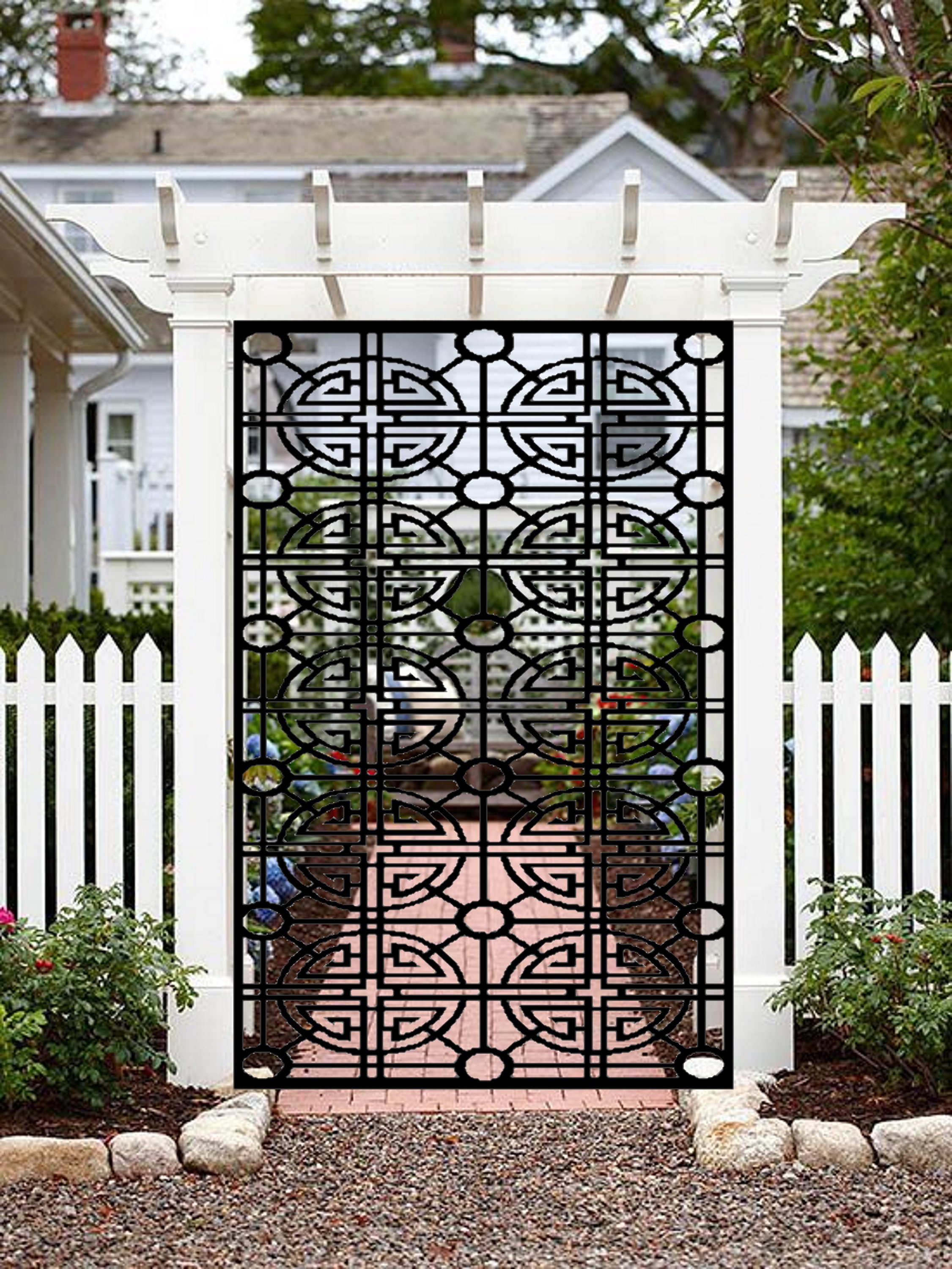 Geometric Metal Garden Gate – Made to Order Custom Steel Gate, Modern ...
