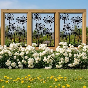 Floral Metal Privacy Screen: Decorative Garden Panel Art