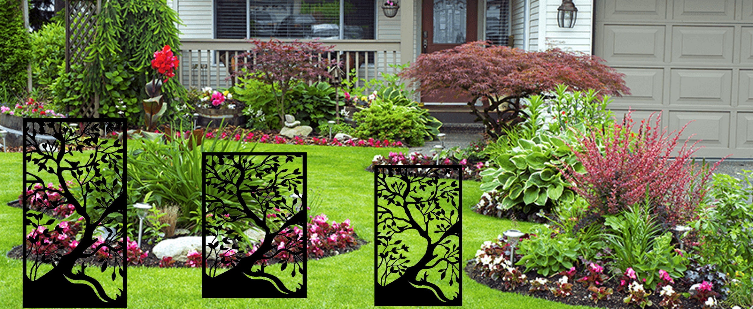 Panneau décoratif en métal pour clôture de jardin, intimité, intérieur et  extérieur Cercle 24 x 36 SilverVein -  Canada