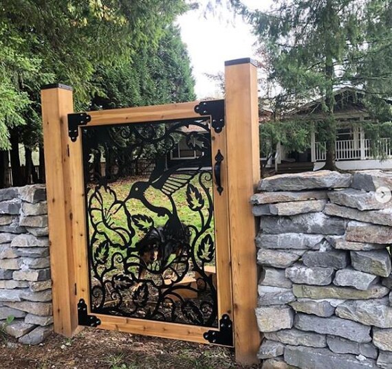 Hummingbird Metal Gate Entry Garden Pedestrian - Garden Gates Metal With Wood Hummingbird Metal Gate Entry Garden Pedestrian - Garden Gates Metal With Wood