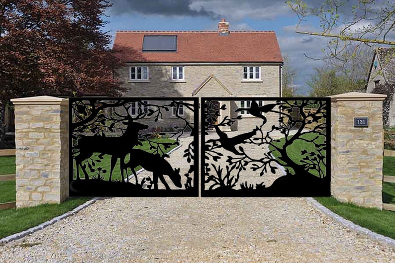 Metal Garden Driveway Gate l Custom Entry Metal Gates Modern Gate I Double Gates I image 3