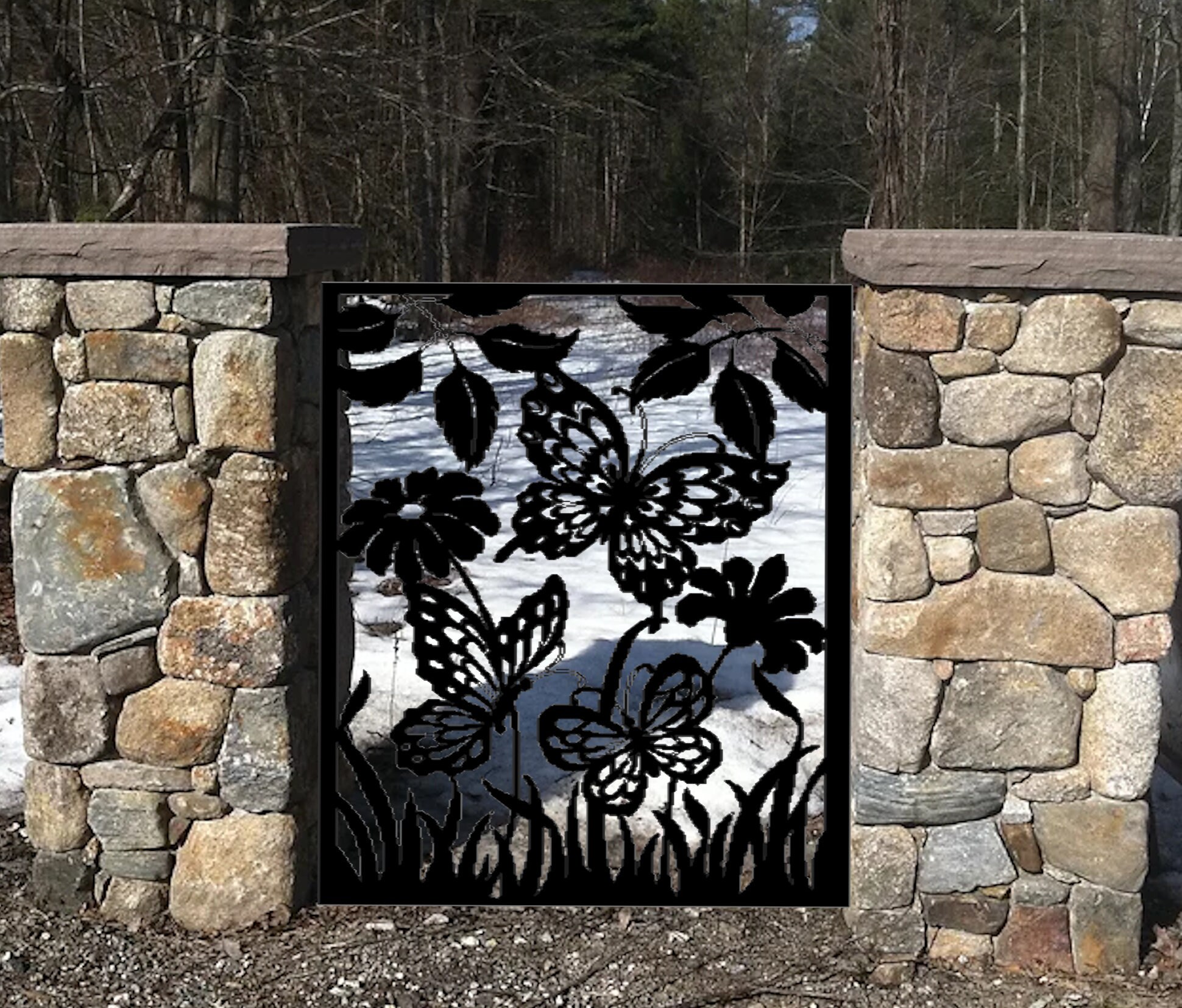 Butterfly Gate Insert Decorative Butterfly Garden Gate | Durable Steel Pedestrian Entry - Etsy
