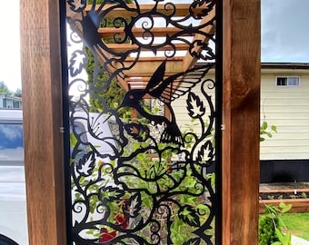 Hummingbird Metal Wall Art • CNC Plasma Cut Panel • Outdoor Garden Decor • Custom Sizes Available