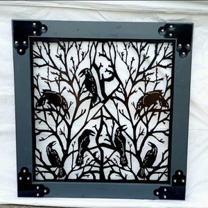 Raven on Iron Gate | Buy Crow-Raven Metal Gate with Crows Made with Wood ot Metal  Frame