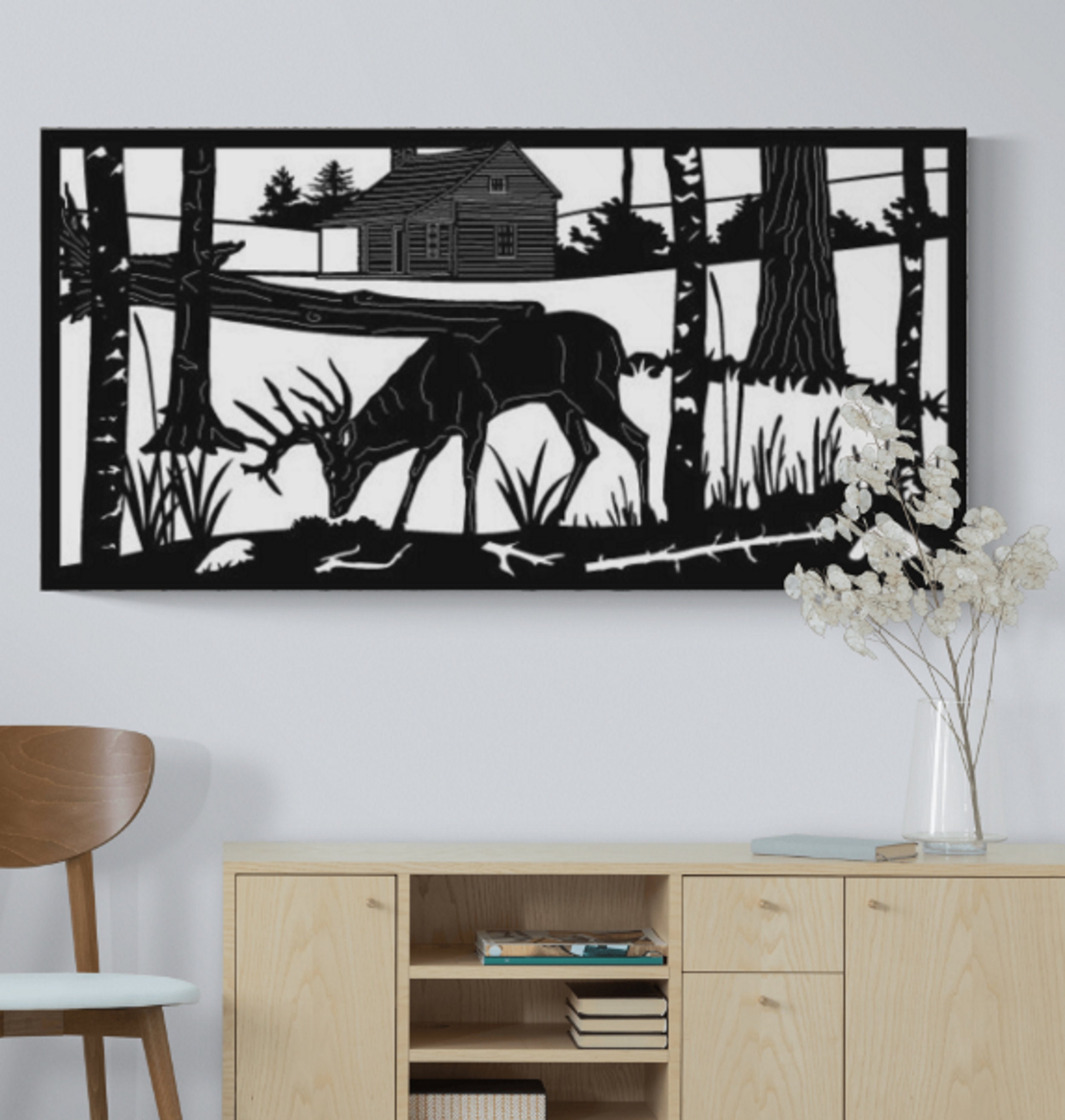 Deer metal Railing insert/ wall art/ rustic metal panel/ wall Etsy