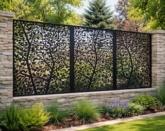 Metal Privacy Screen with Birds | Decorative Steel Panel
