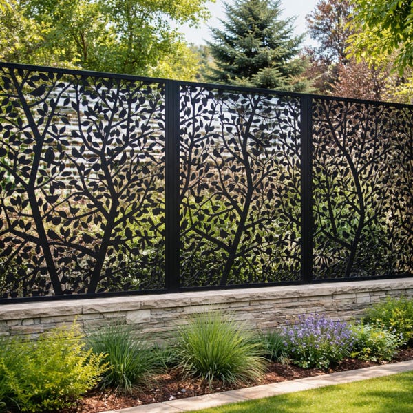 Metal Privacy Screen with Birds | Decorative Steel Panel