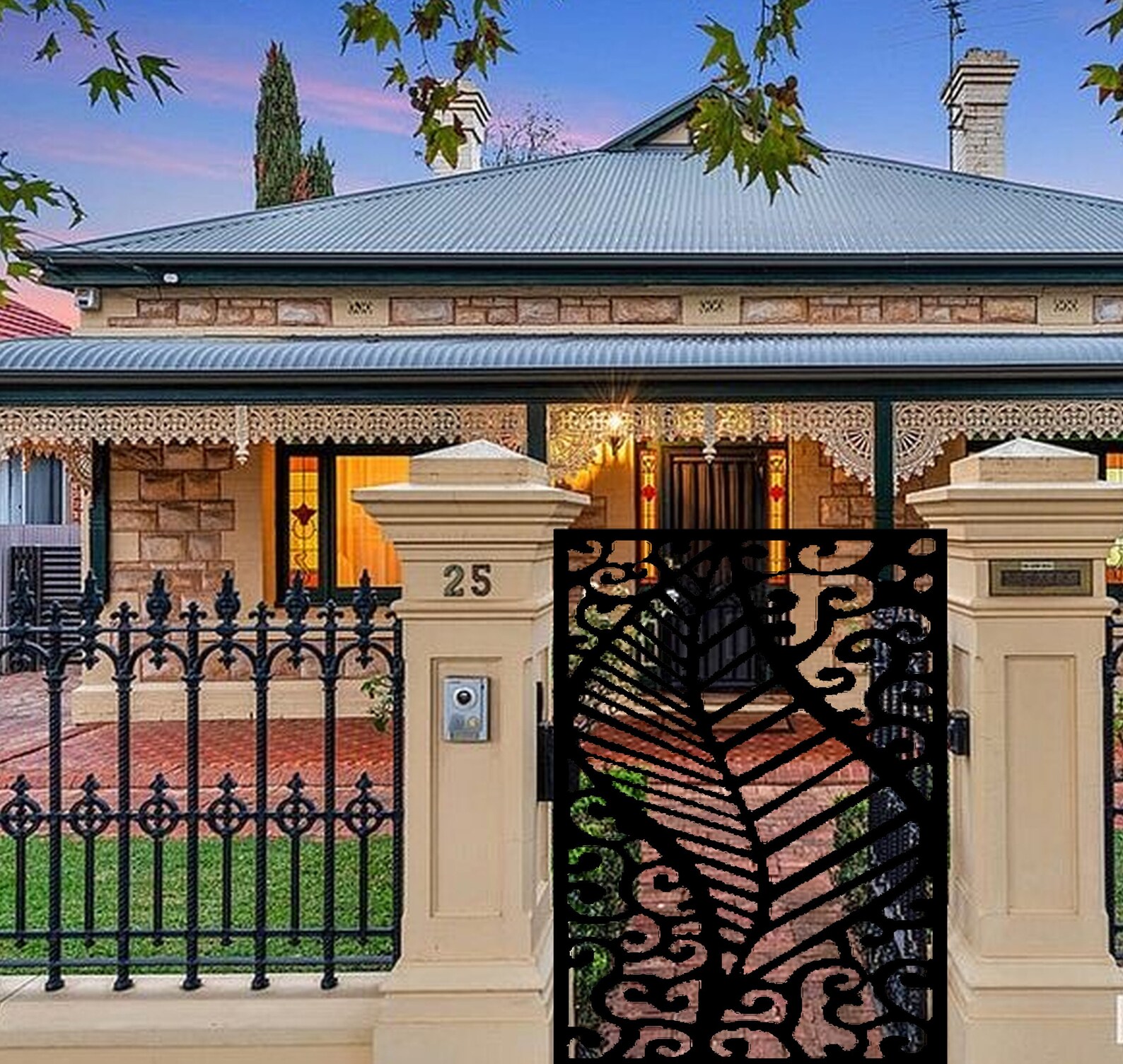 Modern Metal Garden Gate: Steel &amp; Wood Pedestrian Entry - Etsy