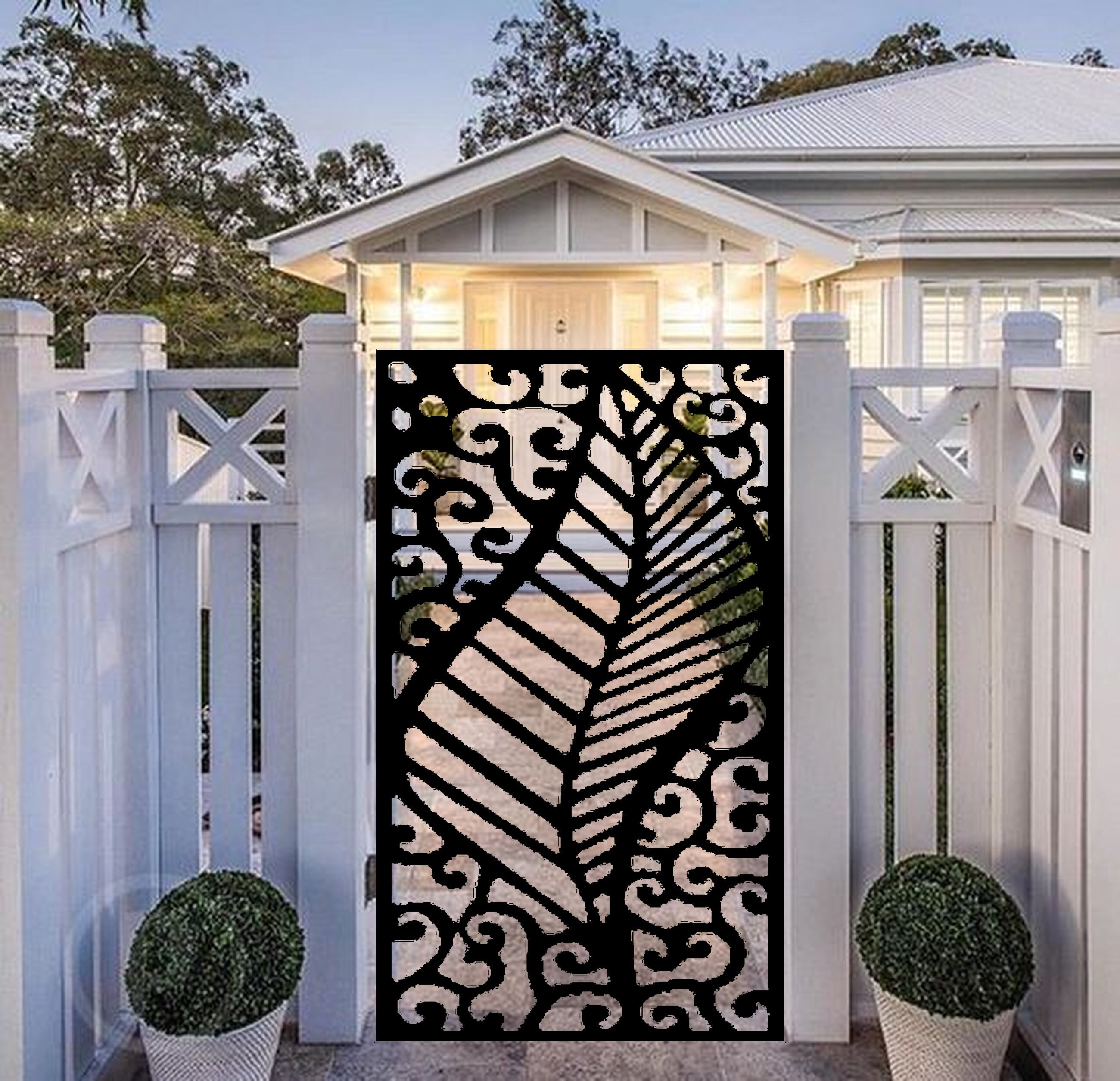Modern Metal Garden Gate: Steel & Wood Pedestrian Entry
