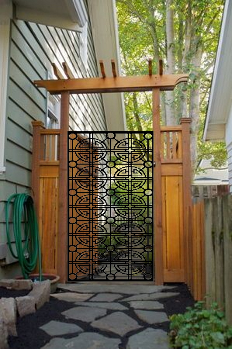Geometric Metal Garden Gate – Made to Order Custom Steel Gate, Modern ...