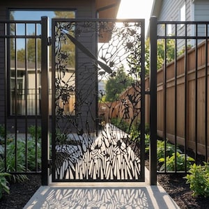 Dragonfly Metal Garden Gate I Decorative Steel Pedestrian Entry