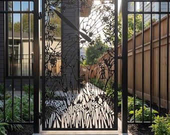 Dragonfly Metal Garden Gate I Decorative Steel Pedestrian Entry